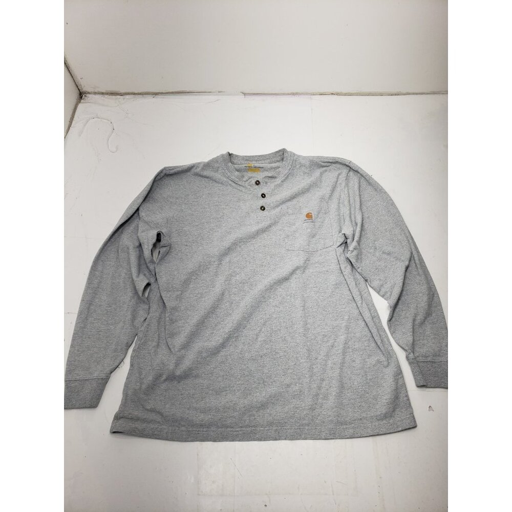 Carhartt Men’s Gray Original Fit Long Sleeve Tshirt W/Pocket 1/4 Button Up Sz Lg